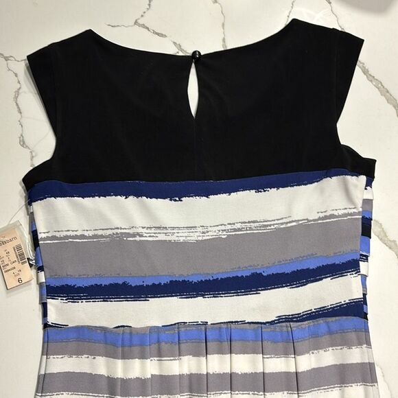 DressBarn | Black Blue Grey Striped Women’s Maxi Sleeveless Dress - Picture 10 of 12